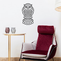 Decoratiune de perete, Owl2 Metal Decor, metal, 27 x 49 cm, negru