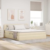 Cumpara ieftin Pat cu LED si saltea Creme 160 x 200 cm Tesatura