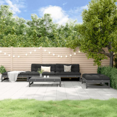 vidaXL Set mobilier relaxare de grădină 5 piese gri lemn masiv de pin