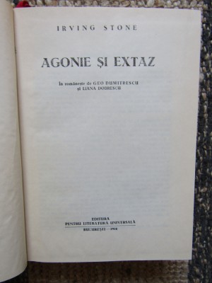 AGONIE SI EXTAZ-IRVING STONE foto