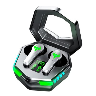 Casti Gaming Bluetooth 5.2 , Calitatea sunetului excelenta, IPX6, Wireless, Handsfree, Anularea Zgomotului, Microfon Incorporat, Carcasa Magnetica, Af foto