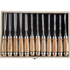 Set 12 dalti sculptura in cutie de lemn, Senator, Wood Carving Toolset