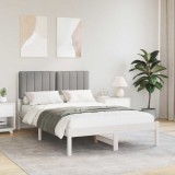 vidaXL Cadru de pat cu tăblie tapițată Alb și gri deschis 120 x 200 cm 878053
