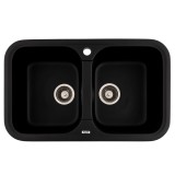 FCB-7647TBA/2, Chiuveta de bucatarie din granit cu doua cuve, seria TWINS, Black/Anthracite, 765x470x190 mm, FLOW
