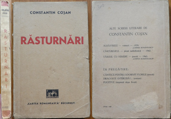 Constantin Cojan , Rasturnari , Nuvele , 1942 , editia 1