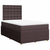 Cumpara ieftin Pat box spring cu saltea, maro inchis, 120x190 cm, textil