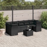 Cumpara ieftin Gossi set mobilier de gradina cu perne, 8 piese, negru, poliratan