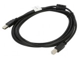 Cablu USB 2.0 A la B, 3m, negru, mufă aurită