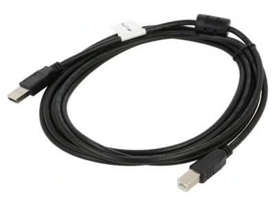 Cablu USB 2.0 A la B, 3m, negru, mufă aurită foto