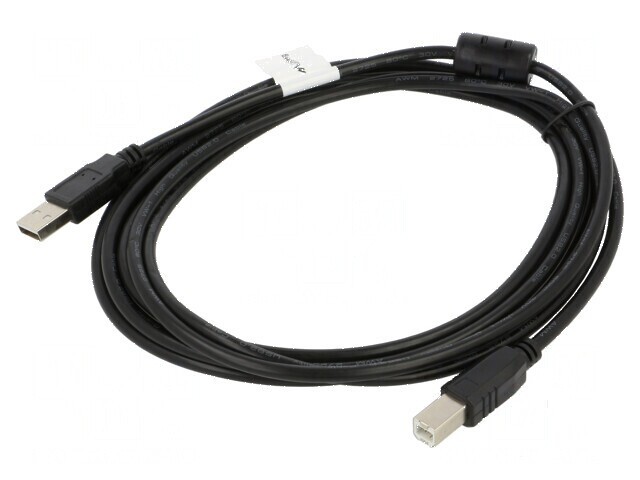 Cablu USB 2.0 A la B, 3m, negru, mufă aurită