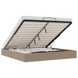 Cadru de pat otoman fara saltea Cappucino piele artificiala, DKD Home Decor