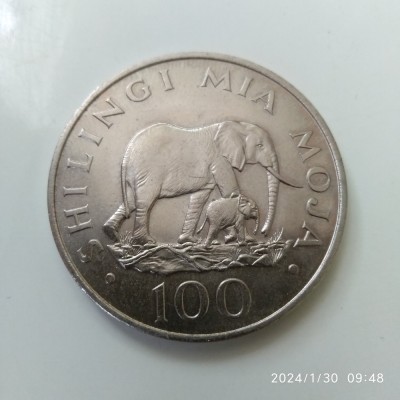 -Y- TANZANIA 100 SHILINGI 1986 AUNC CU NI foto