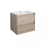Dulap Baie Porto 60 Stejar Sonoma cu Chiuveta Ceramica, Suspendat, PAL, 60x53x46 cm