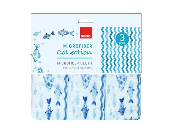 Set 3 lavete microfibra Sano-Spark-Design 30x30 cm, blue