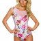 Body Multicolor cu Print Floral si Insertii Semitransparente