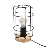 Lampă De Birou Gotto Pădurea Neagră Oțel/Lemn 1 Bec Coș Geometric Industrial De Interior