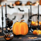 Decorat dovleac de Halloween - 16,5 cm - negru - spuma - sclipici