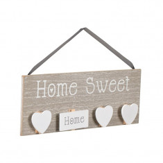 Tablita decorativa din lemn, Suspendabila, cu mesaj Home sweet home, 26x10 cm, ATU-085156
