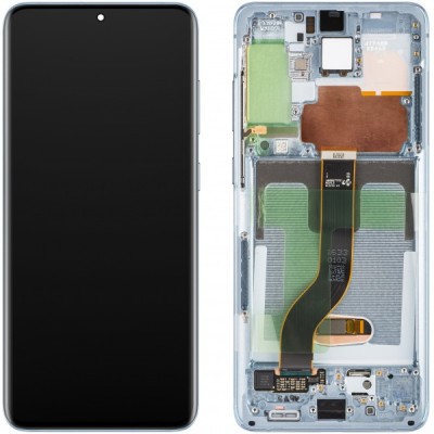 Display cu Touchscreen Samsung Galaxy S20+ 5G G986 / S20+ G985, cu Rama, Bleu (Cloud Blue), Service Pack GH82-31441D foto