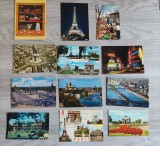 Lot 11 Cărți Poștale Vechi Paris / Franța anii '60-'70 &ndash; Circulate &icirc;n Rom&acirc;nia, inclusiv ediție UNICEF