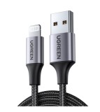 Cablu de incarcare si transfer de date UGREEN MFi Lightning la USB A, negru, 1,5 m