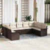 VidaXL Set de canapele pentru grădină cu pernă 9 pcs Maro Rattan poli 3345518
