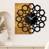 Ceas de perete, Wooden Clock 30, Lemn/metal, Dimensiune: 58 x 3 x 58 cm, Nuc / Negru, Tanelorn