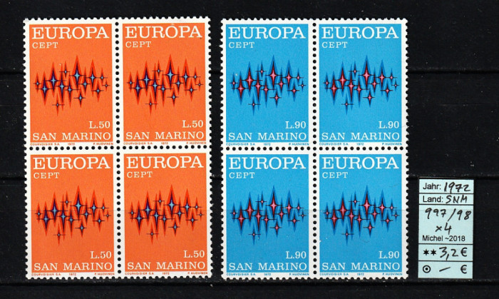 San Marino, 1972 | Comunicaţii - Aurora Boreală - Europa, CEPT | MNH | aph