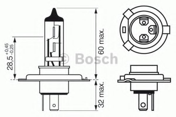 Bec, far faza lunga MITSUBISHI PAJERO PININ (H6_W, H7_W) (1999 - 2007) BOSCH 1 987 302 045