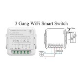 Mini Releu 3 Canale inteligent Wi-Fi, programabil, Compatibil cu app Tuya, Smart Life, Control vocal, Alexa, Amazon, Google Home, 10A @SmartWiz smw63