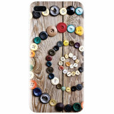 Husa silicon pentru Apple Iphone 8 Plus, Colorful Buttons Spiral Wood Deck
