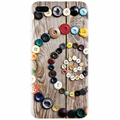 Husa silicon pentru Apple Iphone 8 Plus, Colorful Buttons Spiral Wood Deck foto