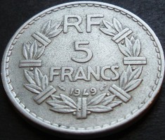 Moneda istorica 5 FRANCI / FRANCS - FRANTA, anul 1949 * cod 4929 foto