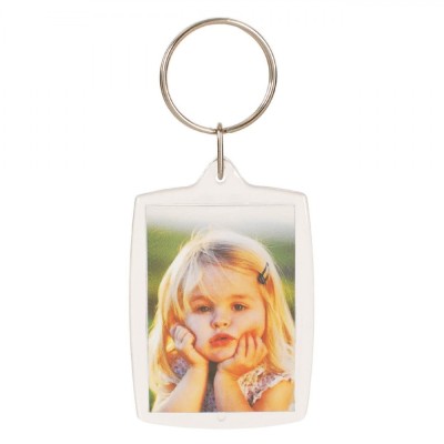 Breloc Chei Transparent, Suport Poze, Metal și Plastic, 3x4.5cm foto