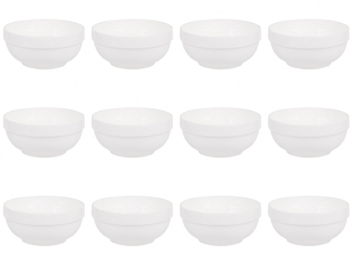 Set boluri, 12 piese, 1.2 l, Portelan, Alb
