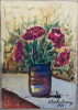 Vas cu flori// acuarela, E. Constantinescu 1970, Arbori, Ulei, Altul
