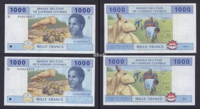 Statele Africii Centrale - Camerun, 2002, 1000 Franci, serii consecutive foto