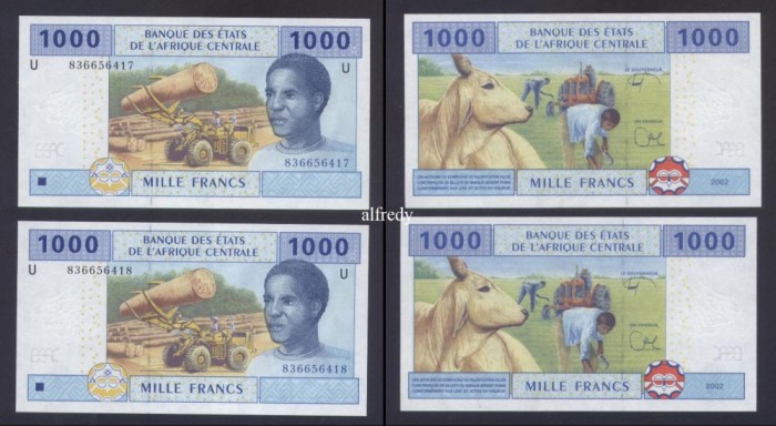 Statele Africii Centrale - Camerun, 2002, 1000 Franci, serii consecutive