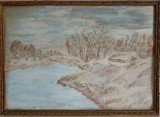 TABLOU VECHI PEISAJ, PE CARTON, SEMNAT C. PRISACARU 1985-239906