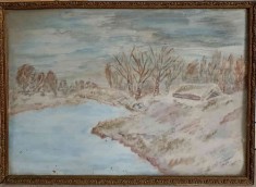 TABLOU VECHI PEISAJ, PE CARTON, SEMNAT C. PRISACARU 1985-239906