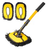 Perie telescopica pentru spalare auto AMiO, cu 3 capete interschimbabile, maner reglabil 100 cm, pentru masini, motociclete, camper si suprafete