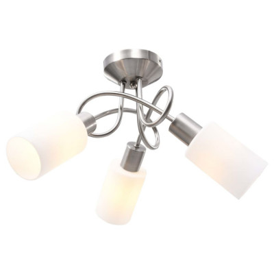 vidaXL Lustră cu abajururi din ceramică, 3 becuri E14, alb, con foto