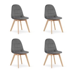 Set 4 scaune bucatarie/living, Artool, Bora, catifea, lemn, gri inchis, 44.5x54x81.5 cm