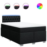 Cumpara ieftin Pat box spring cu saltea, negru, 120x200 cm, textil