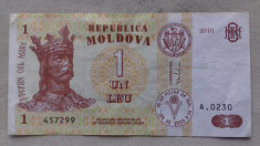 BANCNOTA 1 LEU 2010-REPUBLICA MOLDOVA foto