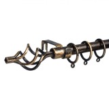 Galerie Perdea Extensibila Metalica Negru Auriu Brushed 110-210cm, Kit Montaj Inclus, Design Vintage Elegant