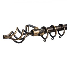 Galerie Perdele Extensibilă, Metalică, Negru Auriu Brushed, 110-210cm