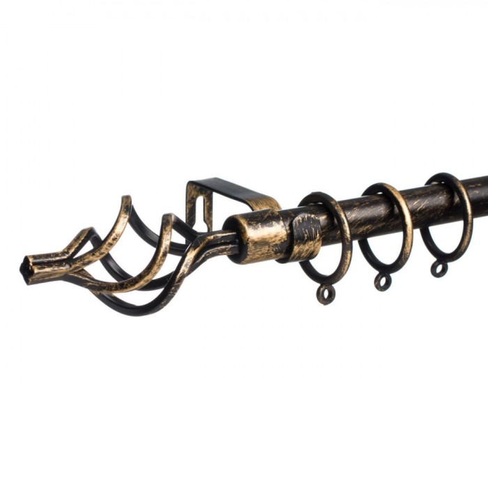 Galerie Perdele Extensibilă, Metalică, Negru Auriu Brushed, 110-210cm