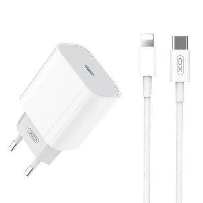 Set incarcator iPhone fast charge pentru priza XO L77 plus cablu de incarcare PD, USB-C - Lightning (iPhone) foto