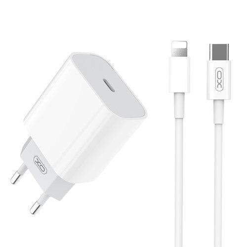 Set incarcator iPhone fast charge pentru priza XO L77 plus cablu de incarcare PD, USB-C - Lightning (iPhone)